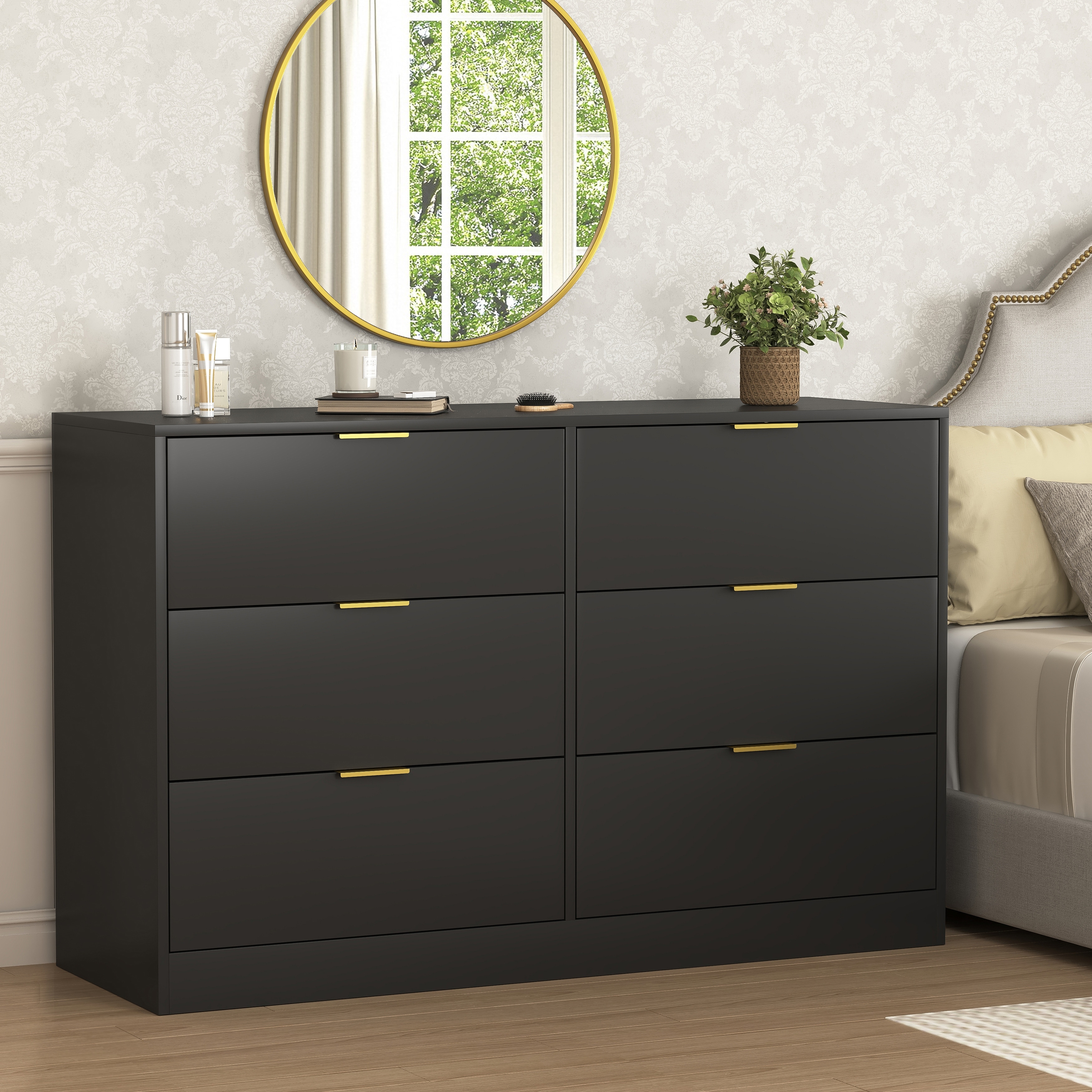 Modern Storage Wood Dresser with 6 Drawers by GDFStudio