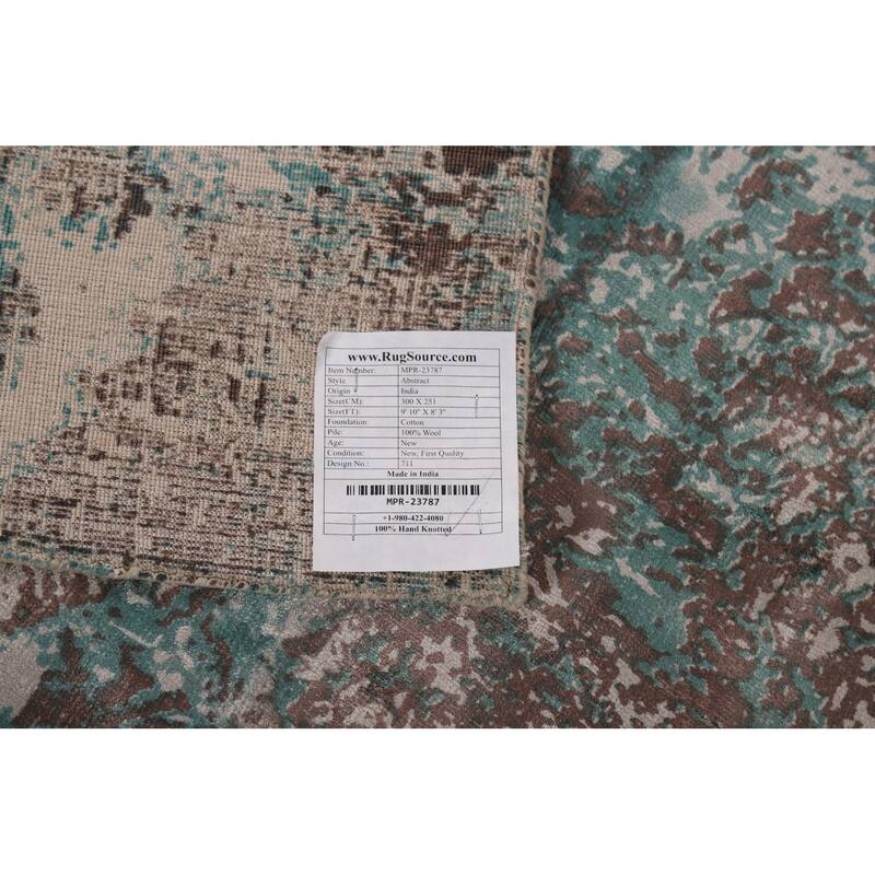 Contemporary Abstract Indian Area Rug Handmade Bedroom Wool Carpet - 8'3"x 9'10"