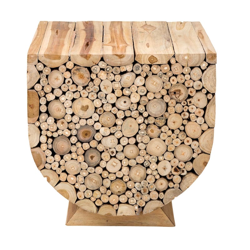 Harper Stacked Wood Accent Table by East at Main - 19.7x19.7x19.7 - 19.7x19.7x19.7 - Natural Brown - Wood