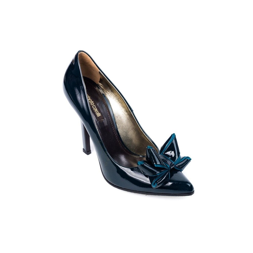 teal patent leather pumps