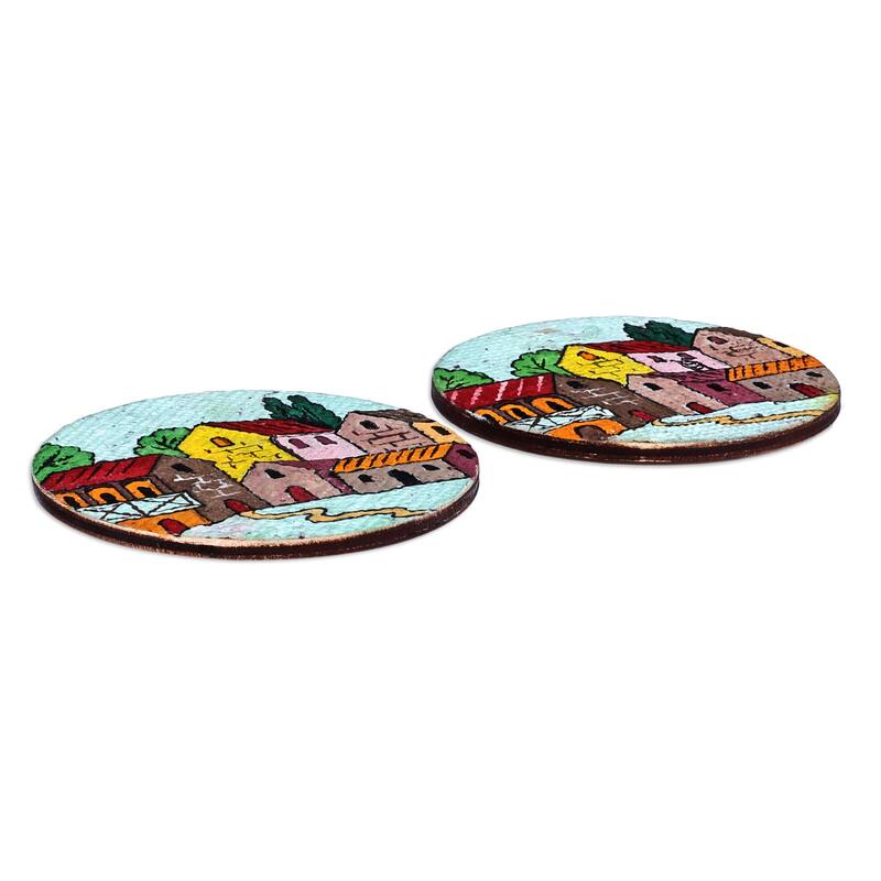 Novica Handmade Evening At The Town Recycled Paper Magnets (Pair)