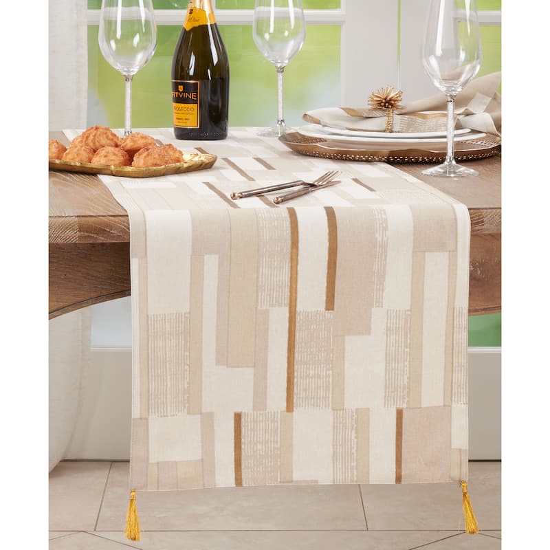 Foil Table Runner With Geometric Print - 16"x72"
