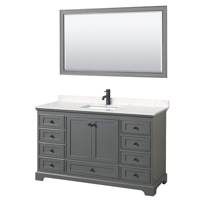 Wyndham Collection Deborah 60" Free Standing Single Basin Vanity Set - Dark Gray / Carrara Cultured Marble Top / Matte