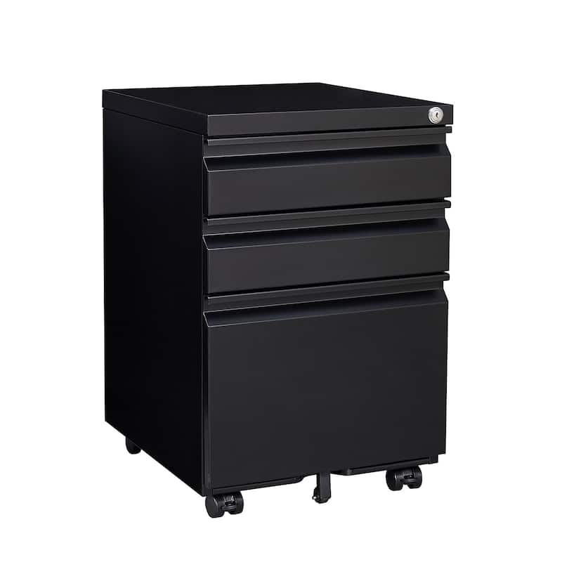 3-drawer mobile filing cabinet with lock, office storage filing cabinet of legal/letter size