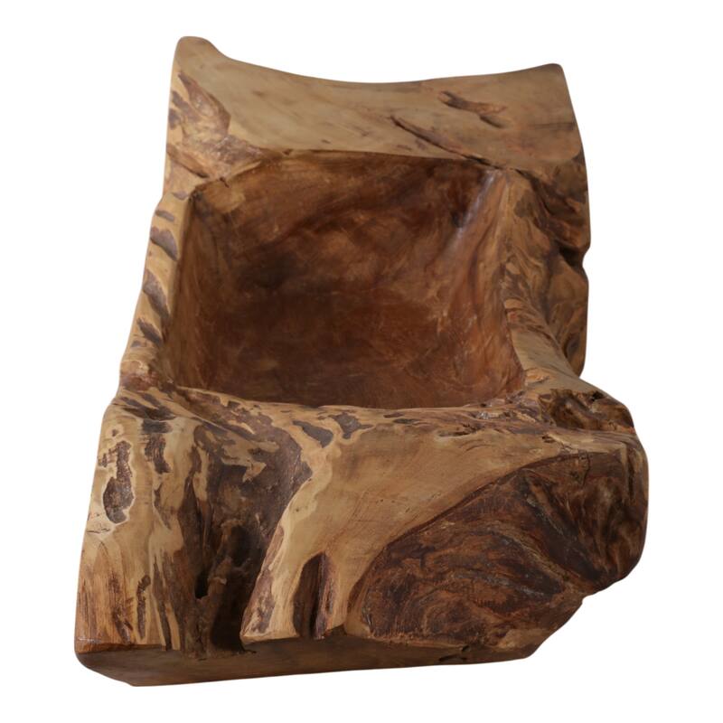 Teakwood Decorative Bowl Rustic Design Casual Home Decor - 5" Brown - 30" x 11" x 5"