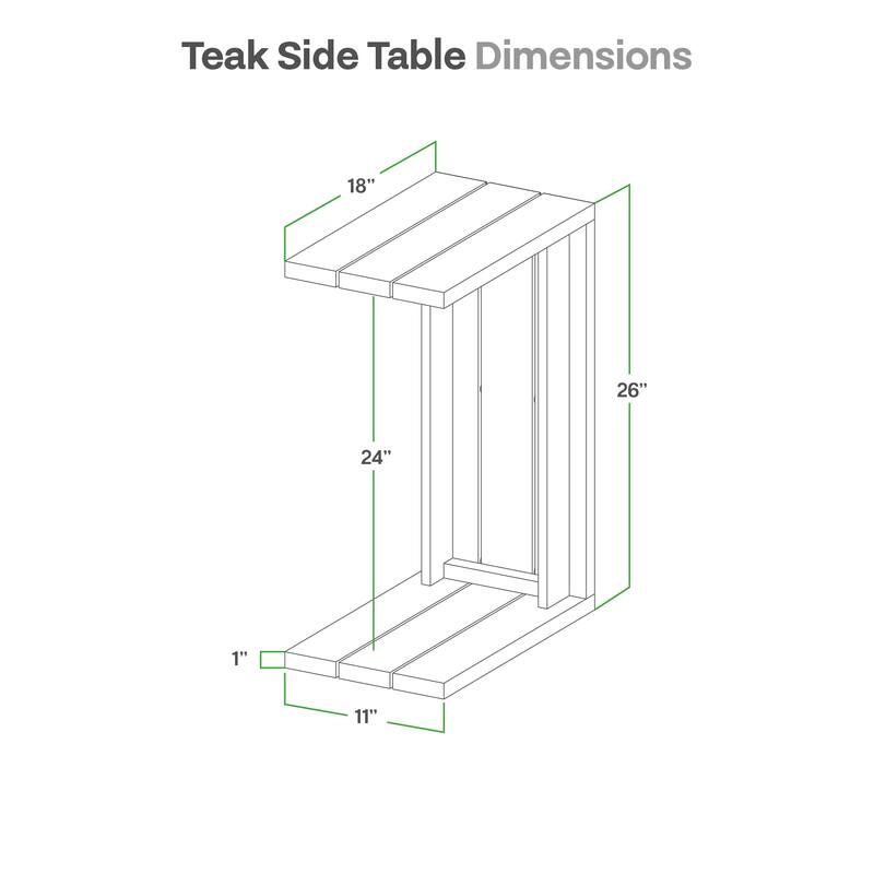 Cambridge Casual Napa Indonesian Teak Outdoor C-Shaped Side Table - 1 Piece
