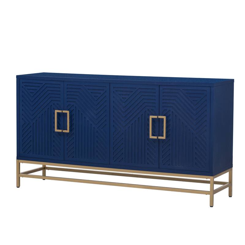 Homy Casa Modern Navy Sideboard Buffet Cabinet with Adjustable Shelves