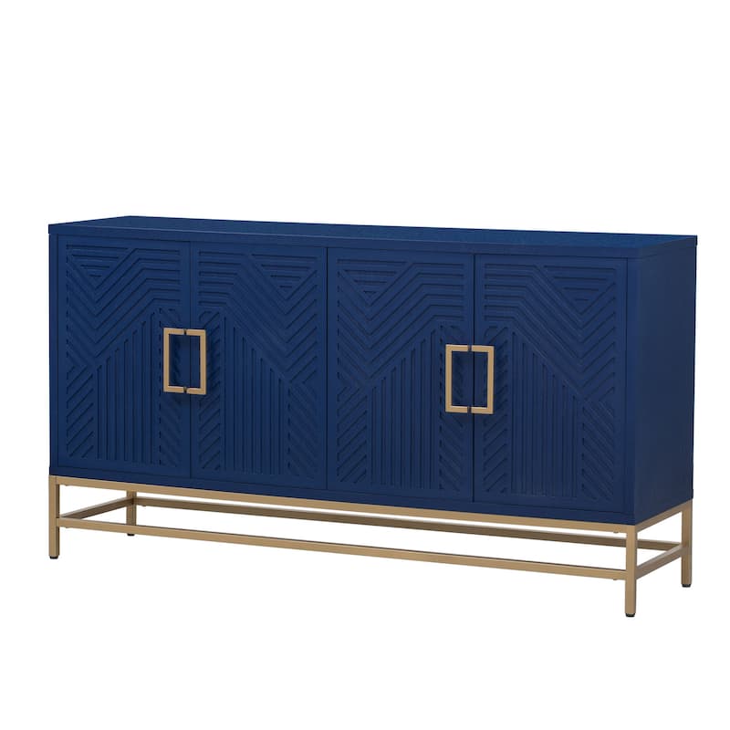 Rectangular Sideboard Entryway Cabinet with Adjustable Shelves & Metal Leg, Buffet Cabinet Console Table for Kitchen Living Room