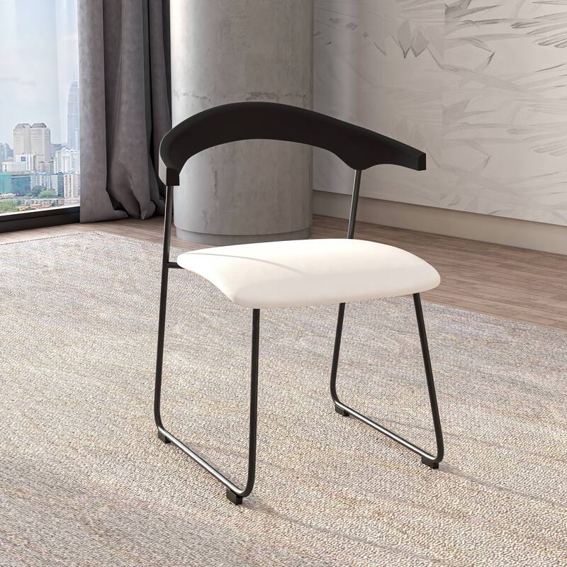 Upholstered Dining Chair in Leather with Iron Legs Set of 4 Lyra Collection