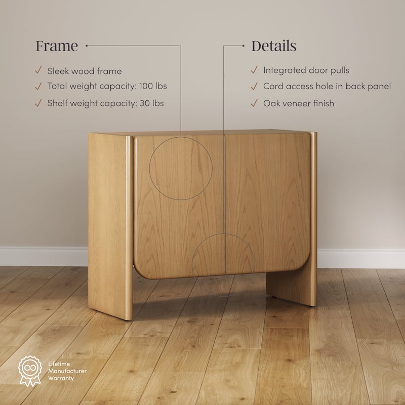 Jacala Mid Century Modern Entryway Storage Cabinet with Doors, Living Room Accent Cabinet with Wood Frame