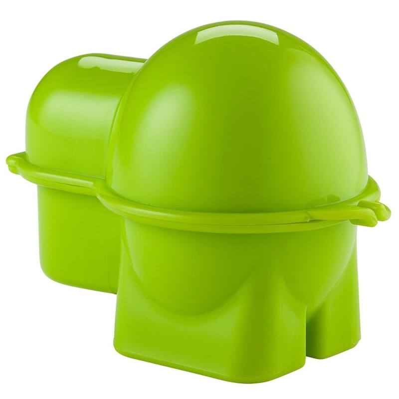 Hutzler Egg To-Go Container with Salt Shaker, Hard Boiled Egg Holder with Lid - Green