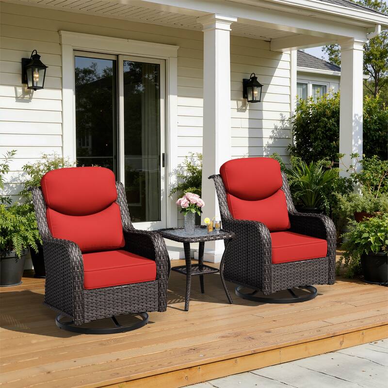 COZYWOR 2-person Outdoor Rattan Seating Group With Cushions - RED