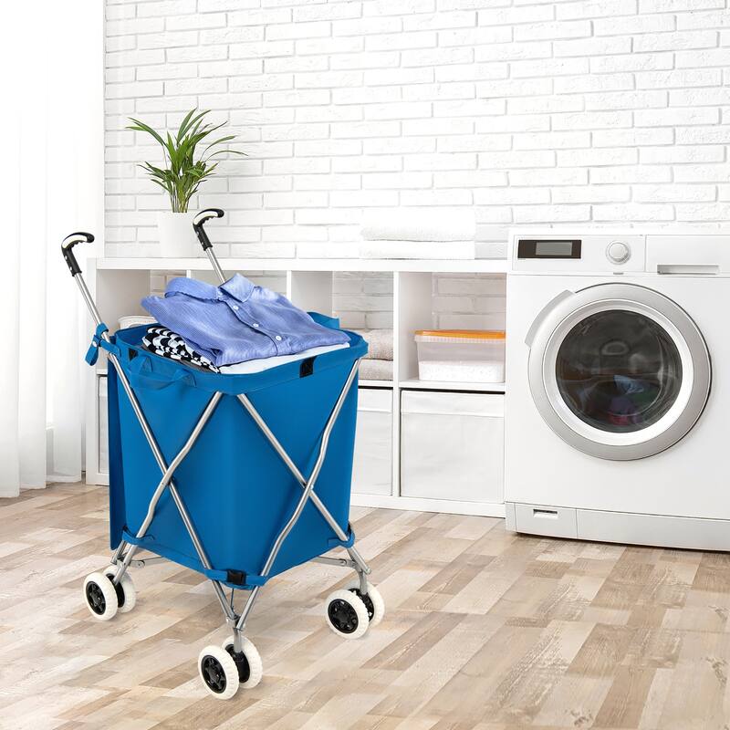 Costway Folding Shopping Cart Utility w/ Water-Resistant Removable