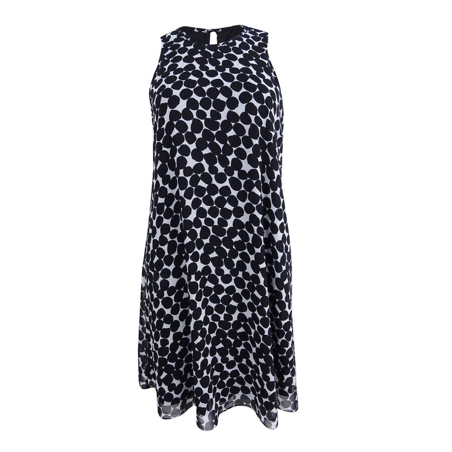 Calvin Klein Women's Petite Dot-Print Chiffon Shift Dress - Overstock