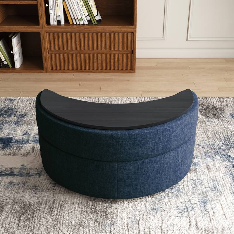 Moon Crescent Storage Upholstered Ottoman