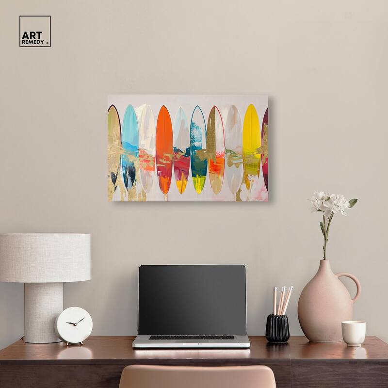 Surfboard Horizons II Canvas by Art Remedy, Gallery Wrapped