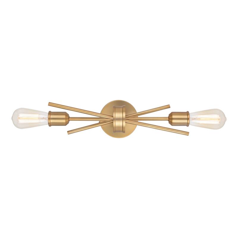 Estelle 2 Light Natural Brass Mid-Century Modern Reversible Wall Sconce - 4.75-in W x 16.75-in H x 5-in D