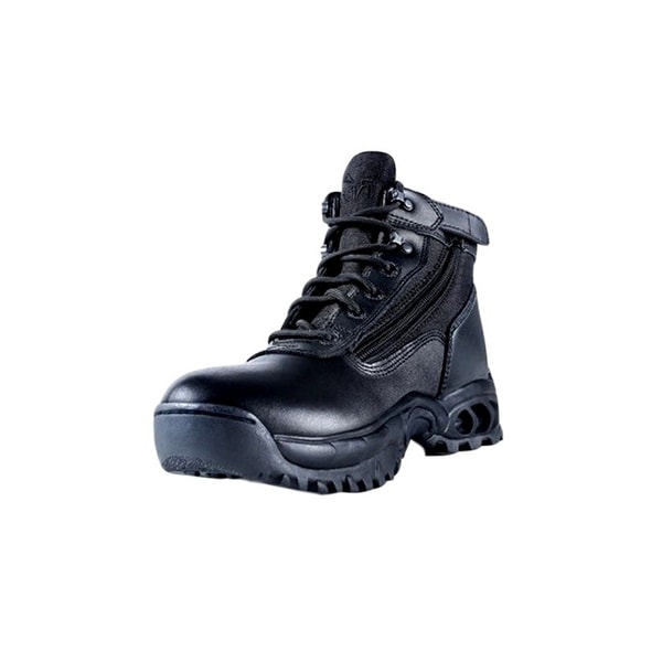 Shop Ridge Tactical Boots Mens Mid Side Zip 6 Shaft Leather Black