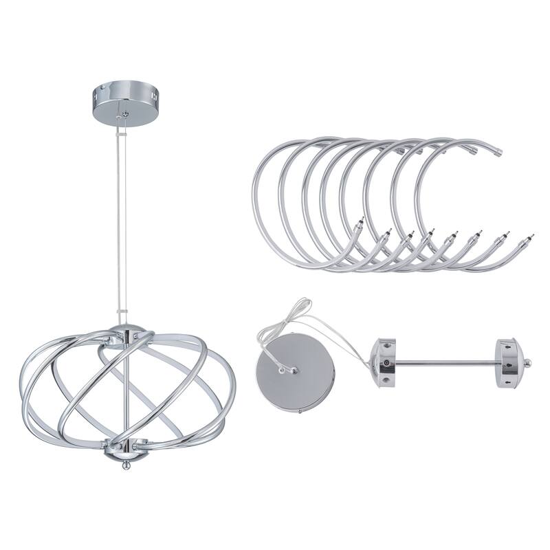 C Cattleya 8-Light 19.25in Chrome 3000K LED Chandelier Pendant Light