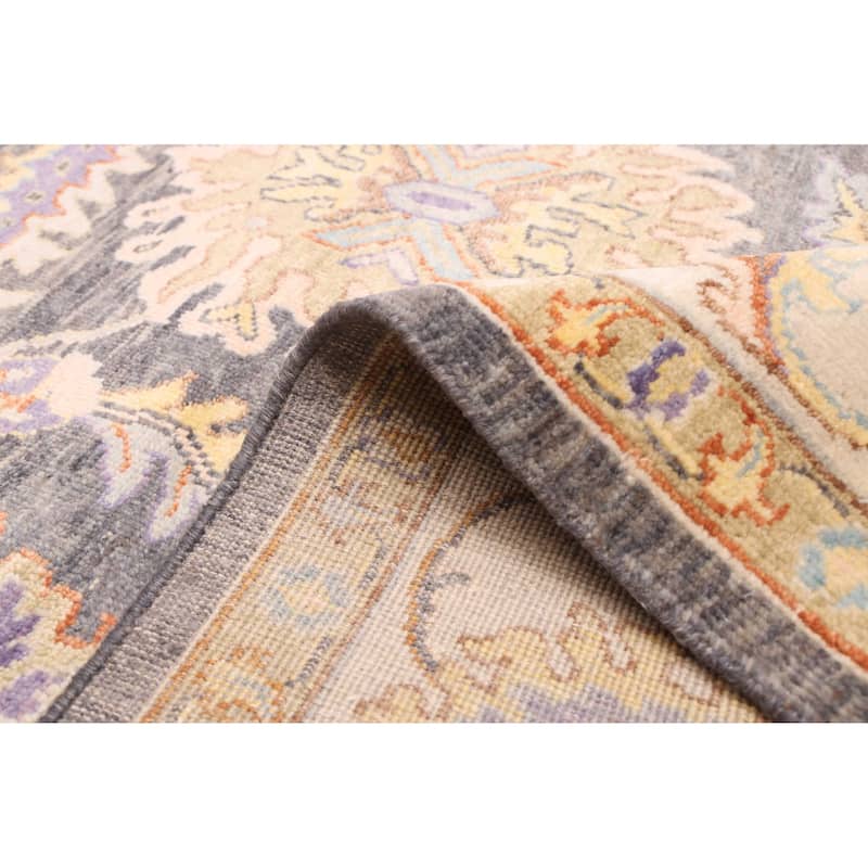 ECARPETGALLERY Hand-knotted Modern Oushak Charcoal Wool Rug - 8'1 x 11'5