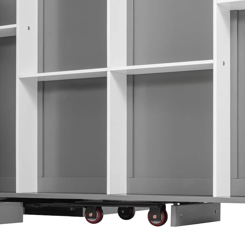 Queen Murphy Bed 360° Rotating Hidden Storage Racks Cabinet Wall Bed