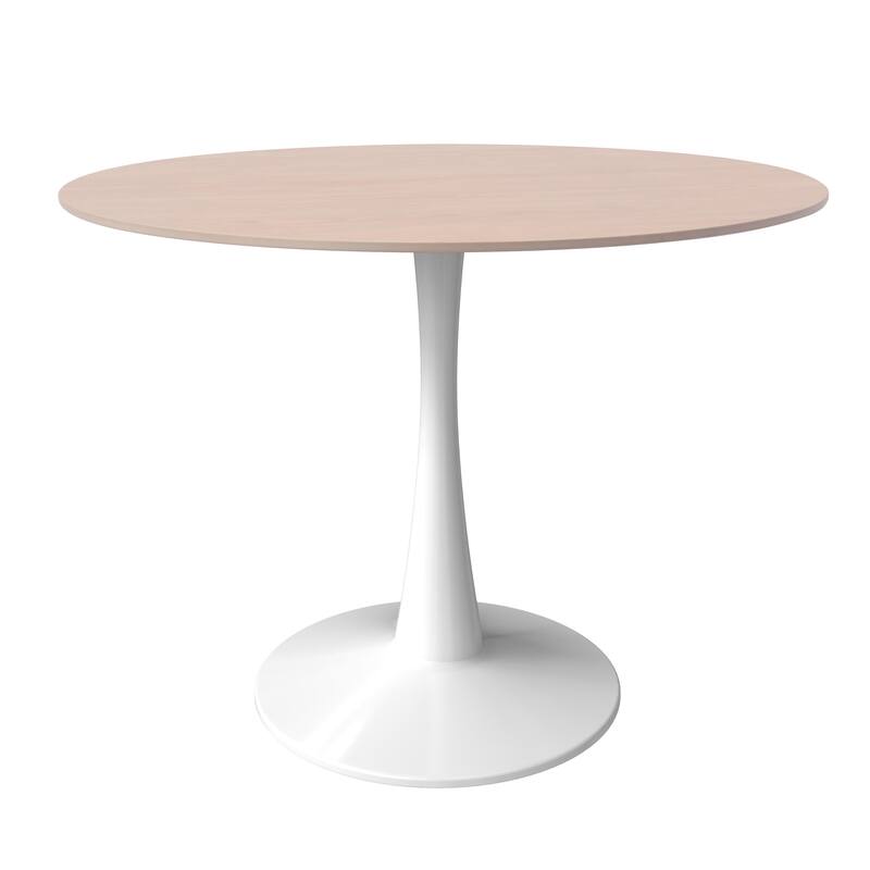 Bristol 35" Round Dining Table with Modern Glass, MDF or Sintered Stone - Sturdy Steel Pedestal Base for Kitchen, Dining, Cafe