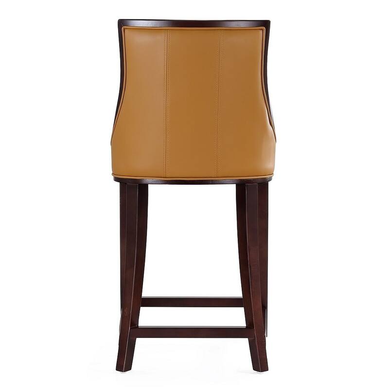 Manhattan Comfort Fifth Ave Dark Walnut Wood Counter Height Bar Stool (Set of 3)