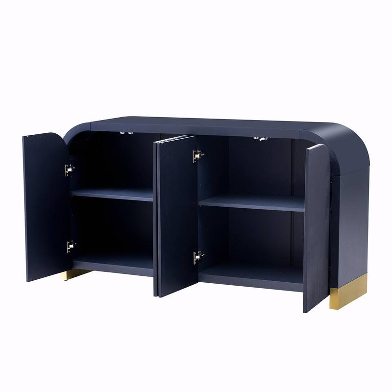 4-door Unique Wave Pattern Design Storage Cabinet