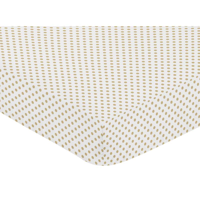 Sweet Jojo Designs Gold and White Polka Dot Watercolor Floral Collection Fitted Crib Sheet
