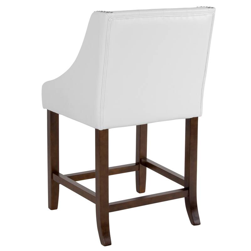 Transitional Tufted Upholstered/Walnut Finish Counter Stool (Set of 2)