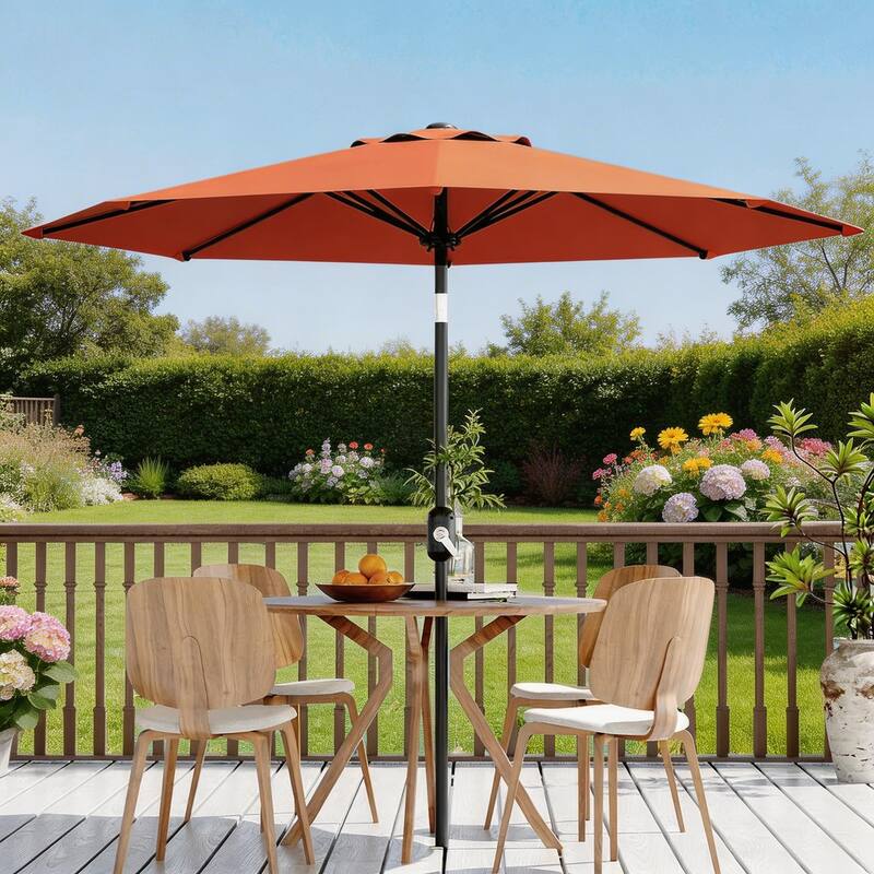 10ft Outdoor Patio Umbrella, with Crank Lift & Push Button Tilt, UV Protection Waterproof - Orange