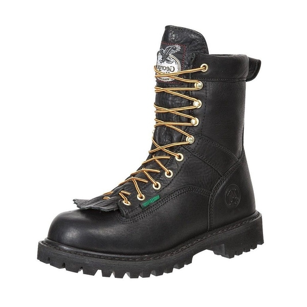 Georgia Boot Work Mens 8" Steel Toe Waterproof Lace Black