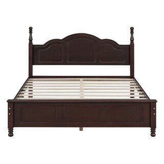 Queen Retro Style Wood Platform Bed with Slat Support