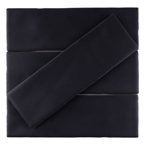 TileGen. Borgo 2.6" x 7.9" Porcelain in Matte Noir Black Wall & Floor Tile (54 tiles/7.54 sqft.)