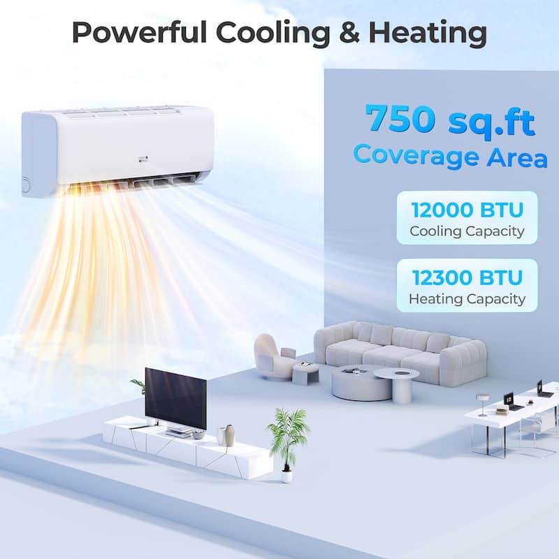 Costway 12000BTU Wifi Enabled Mini Split AC 22 SEER2115V Inverter Air - See Details