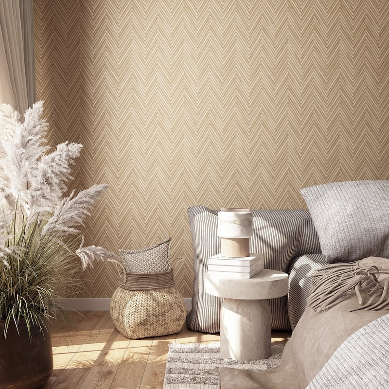 Galerie Wallcoverings Woods and Wicker Collection Herringbone Wood Effect Matte Finish Vinyl on Non-woven Wallpaper Roll