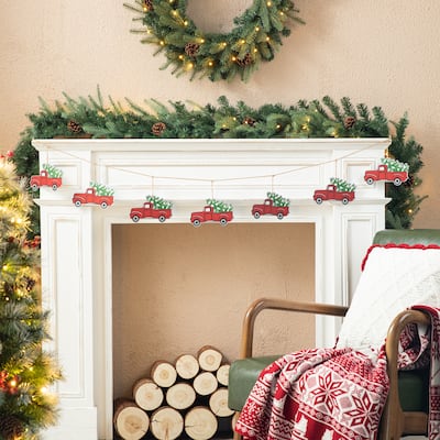 Glitzhome 6 Feet Metal Cardinal Bird Truck Christmas Garland