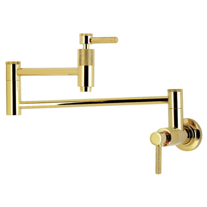 Kingston Brass Essex Double-Handle Wall-Mount Pre-Rinse Bridge Kitchen Faucet - Polished Brass