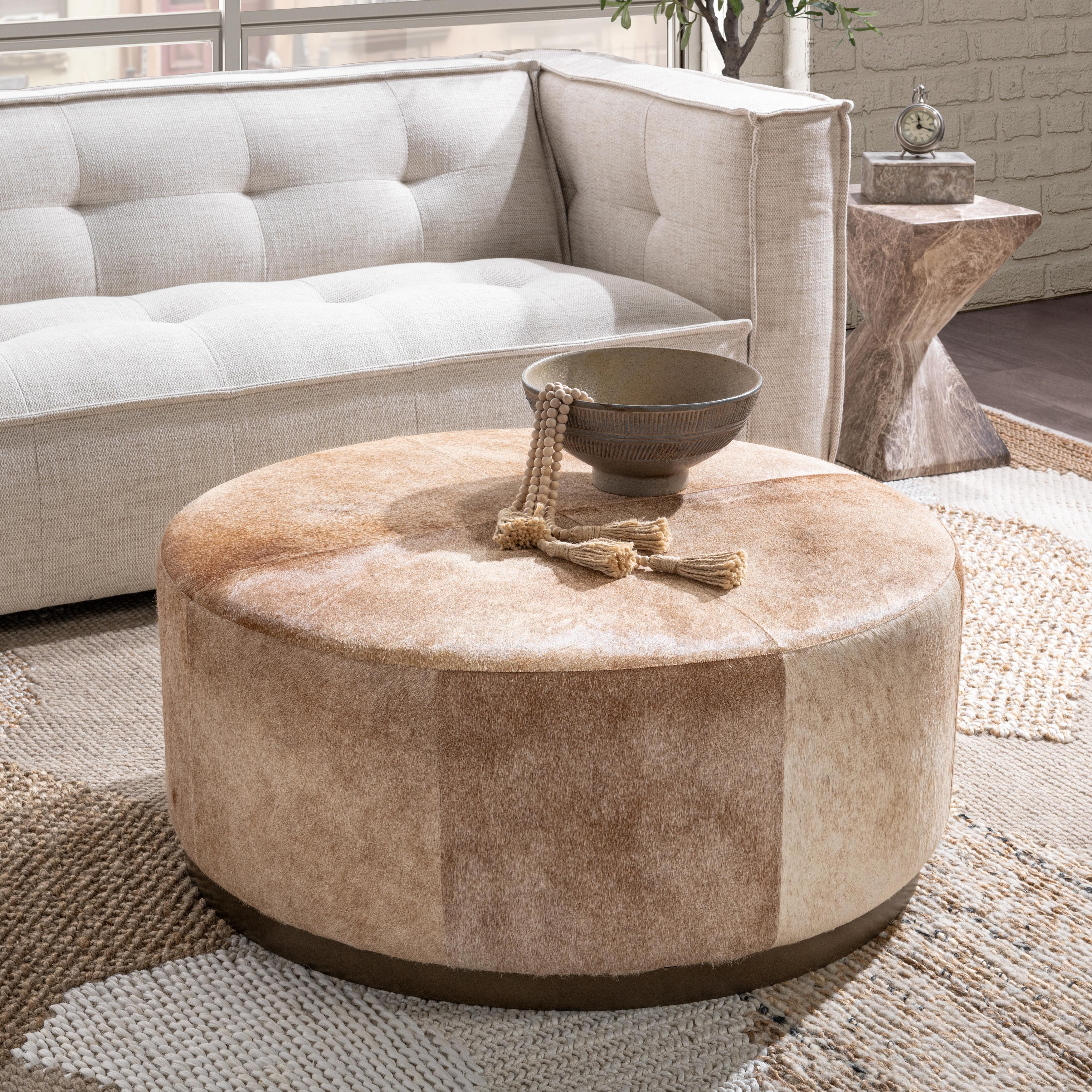 Andre Hair on Hide Cocktail Ottoman