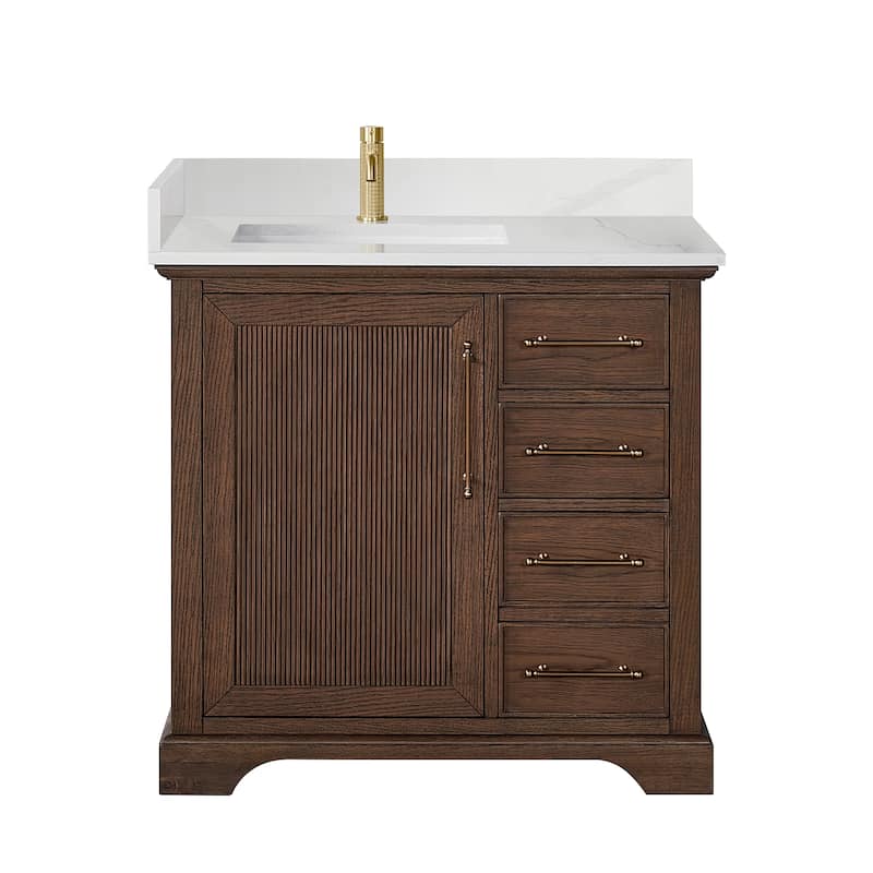 Tokyo Bath Vanity with Quartz Stone Top without Mirror