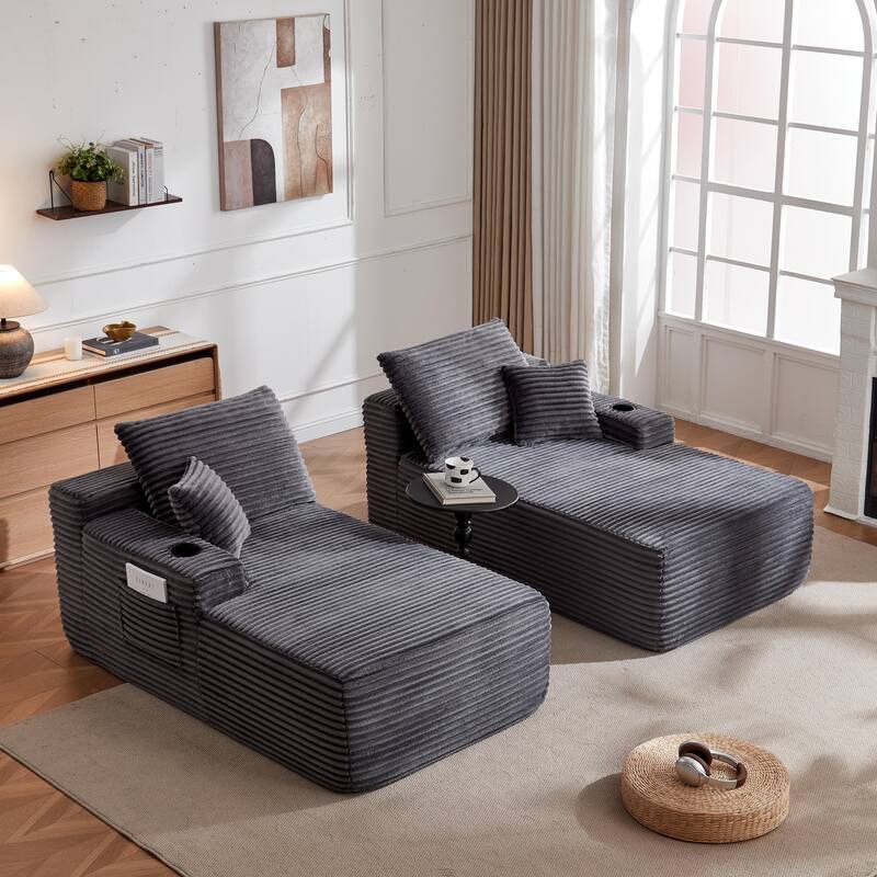 Oversized Boneless Double Chaise Lounge, Sectional Deep Seat Cloud Couch, Oversized Compressed Loveseat Sleeper Sofa