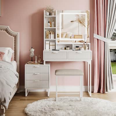 Makeup Vanity Desk with Mirror and Lights