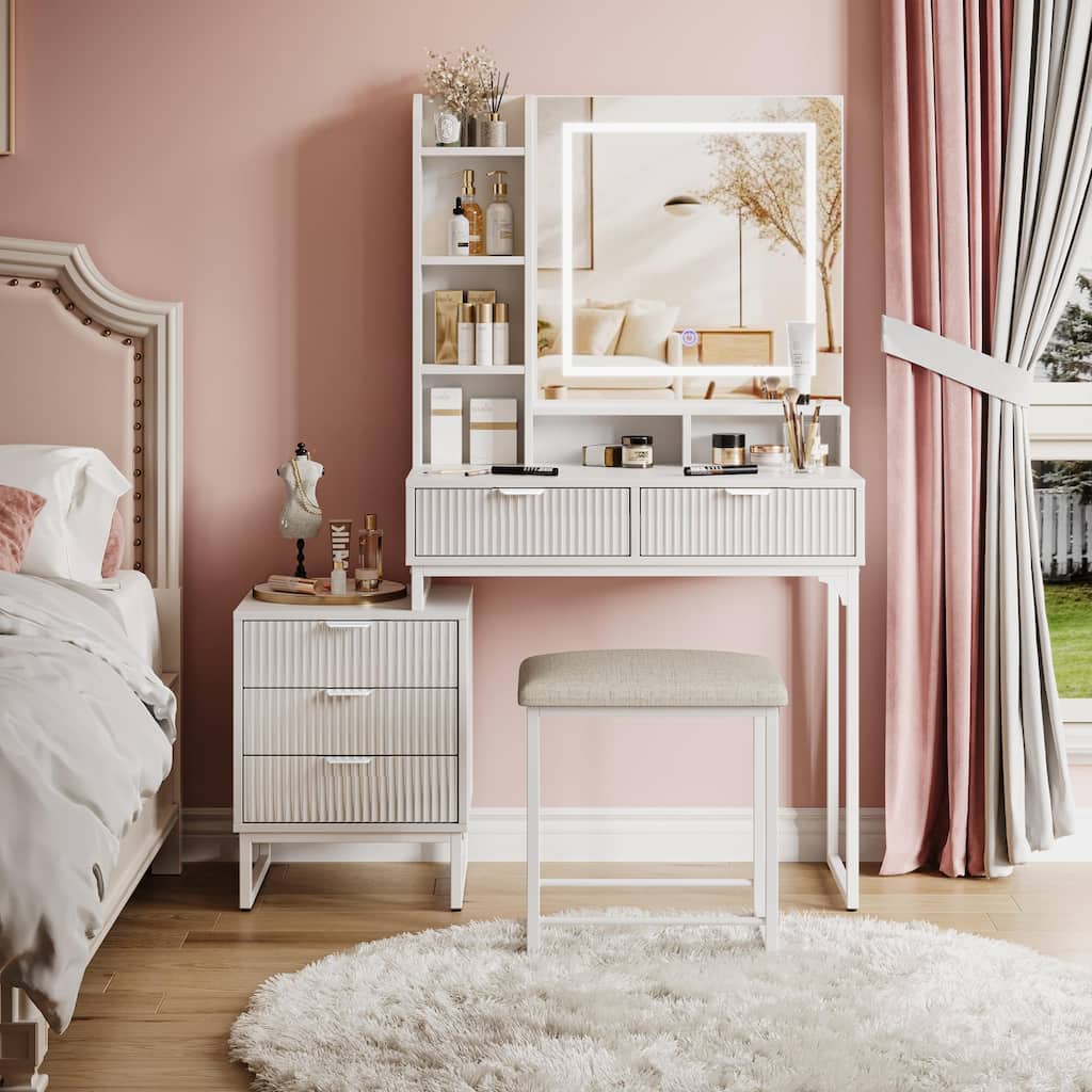 Makeup Vanity Desk with Mirror and Lights