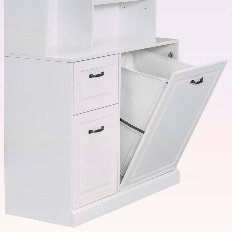 Bathroom Storage Cabinet with Tilt-Out Hamper,Drawers,Adjustable Shelves