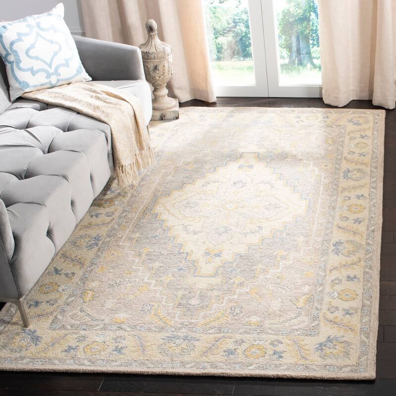SAFAVIEH Handmade Micro-Loop Ludivine Wool Rug - 4' x 6' - Beige/Grey