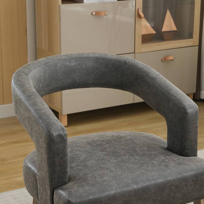 25.79" Wide Modern Barrel Open Back Upholstered Accent Chair with Weathered Solid Wood Legs