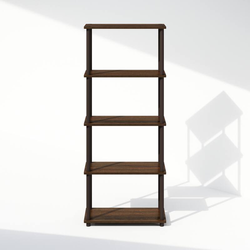 57.4 in. Tall Walnut/Brown Wood 4-Shelf Bookcase