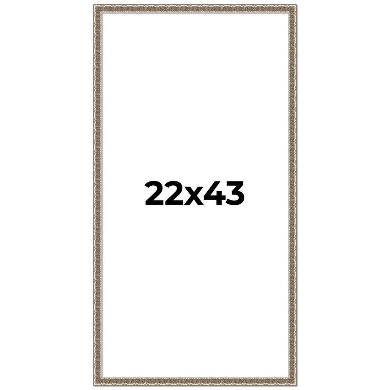 22x43 Frame Silver Versailles Ornate Solid Wood Picture Frame | 1 Inch