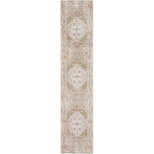 Nourison Abby Machine Washable Indoor only Persian Distressed Area Rug - 2' 2" x 8' - Sage/Multicolor - Runner