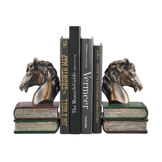 Jemeni Farmhouse Horse Bookends - 2-Pack Rustic Cast Iron Galloping Horse Design
